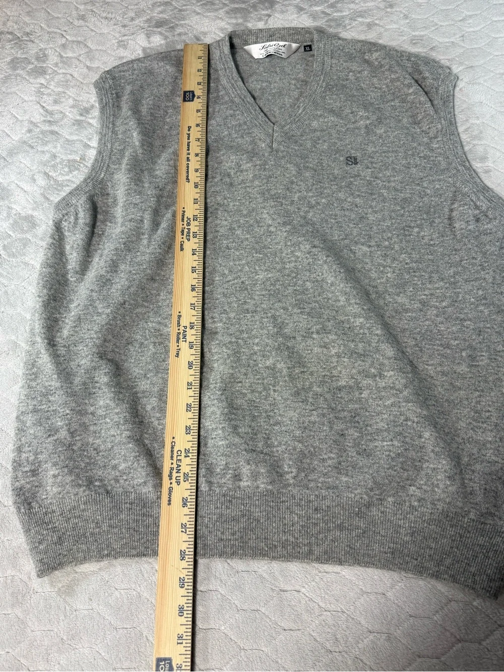 Sabri Özel Men’s XL Super Fine Geelong Lambswool Sweater Vest Gray